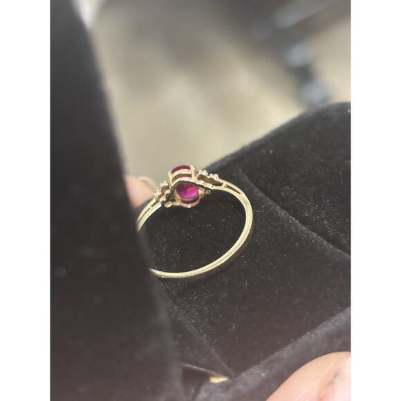 Pink Sapphire Diamond Ring 10k Yellow Gold Stamped Size 7 1.5G - Picture 7 of 12